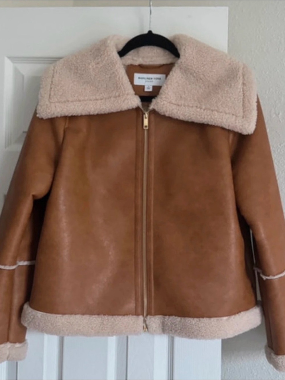 Marc New York Tan Jacket with Cream Shearling Collar